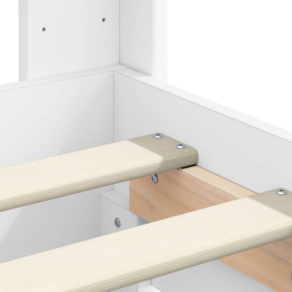 vidaXL Bed Frame with Storage and Headboard White 140 x 190 cm