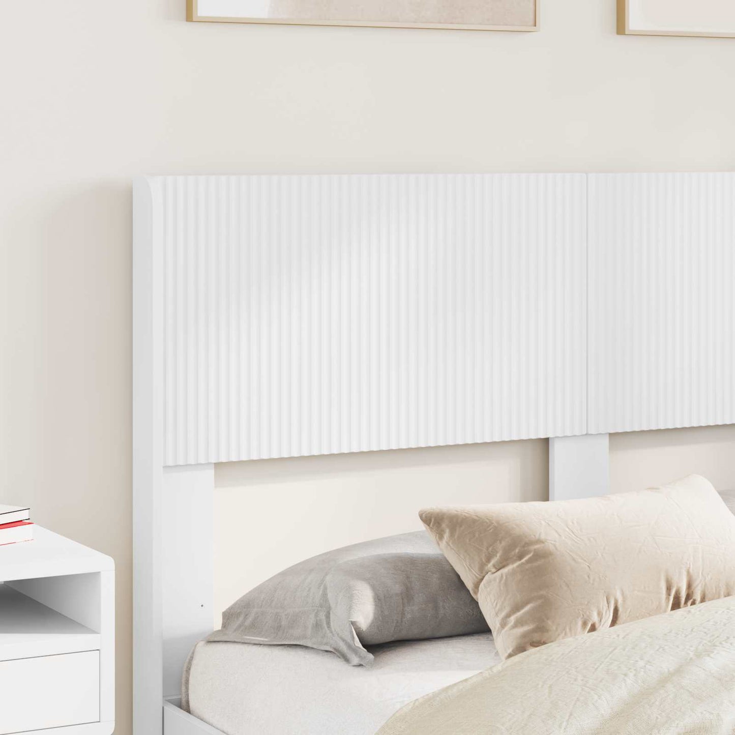 vidaXL Bed Frame with Storage and Headboard White 140 x 190 cm