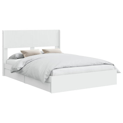 vidaXL Bed Frame with Storage and Headboard White 140 x 190 cm