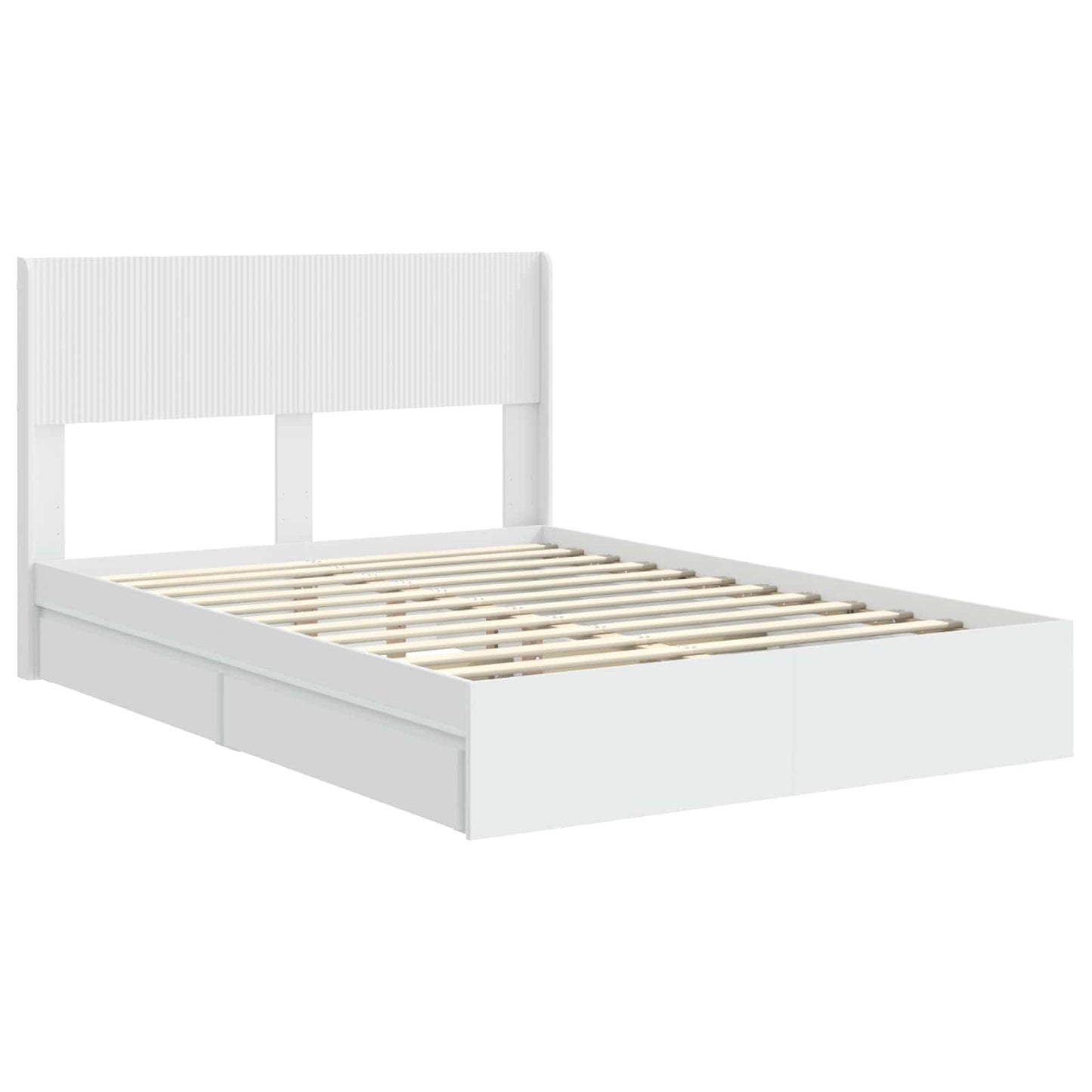 vidaXL Bed Frame with Storage and Headboard White 140 x 190 cm