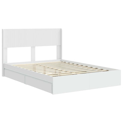 vidaXL Bed Frame with Storage and Headboard White 140 x 190 cm