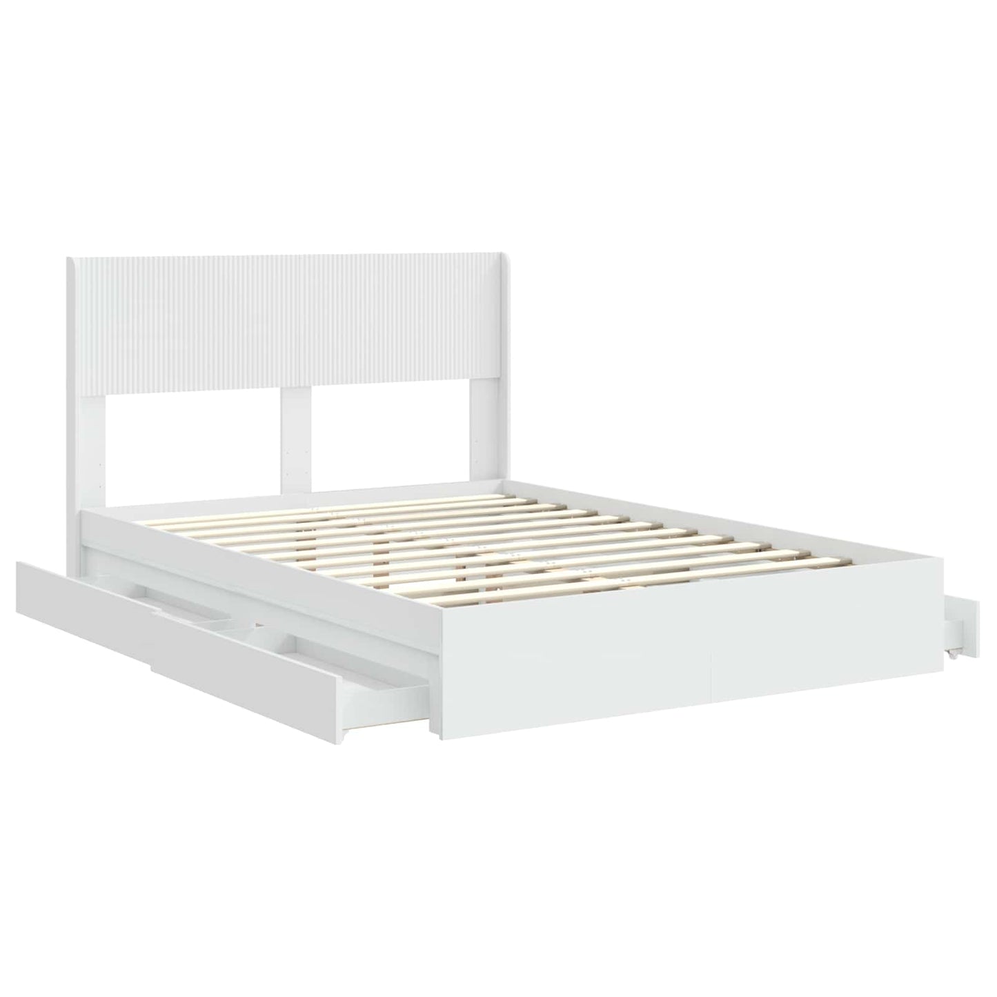 vidaXL Bed Frame with Storage and Headboard White 140 x 190 cm