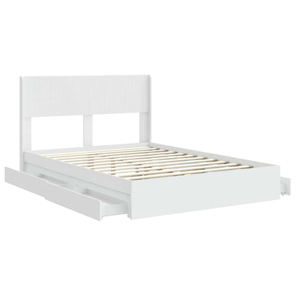 vidaXL Bed Frame with Storage and Headboard White 140 x 190 cm