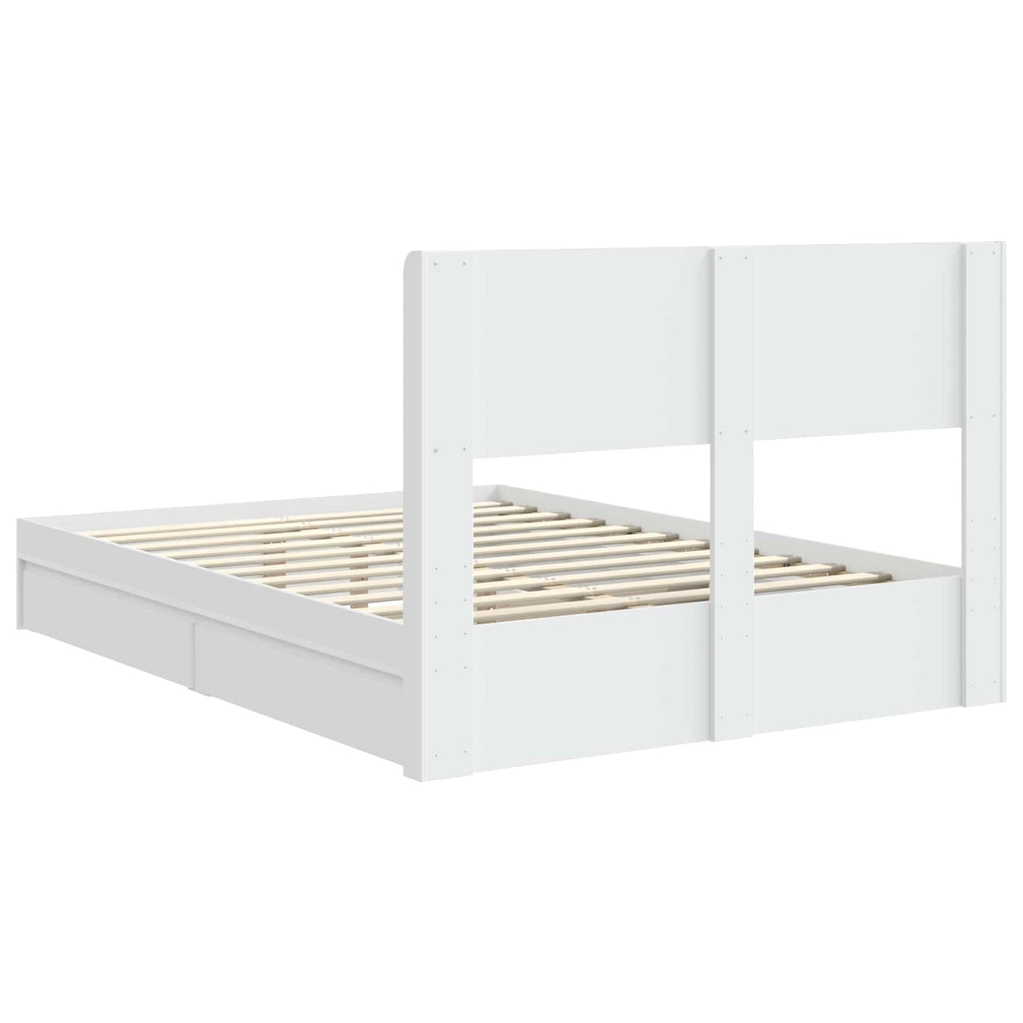 vidaXL Bed Frame with Storage and Headboard White 140 x 190 cm