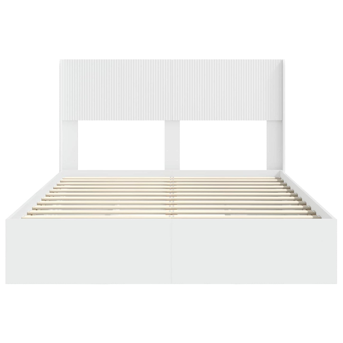 vidaXL Bed Frame with Storage and Headboard White 140 x 190 cm