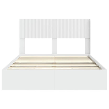 vidaXL Bed Frame with Storage and Headboard White 140 x 190 cm