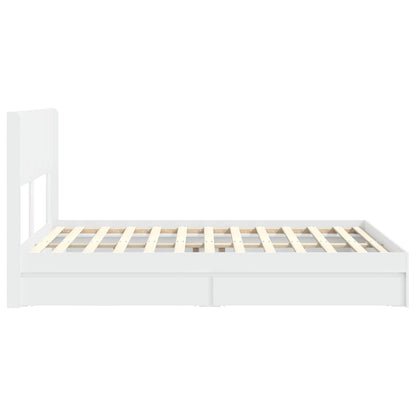 vidaXL Bed Frame with Storage and Headboard White 140 x 190 cm