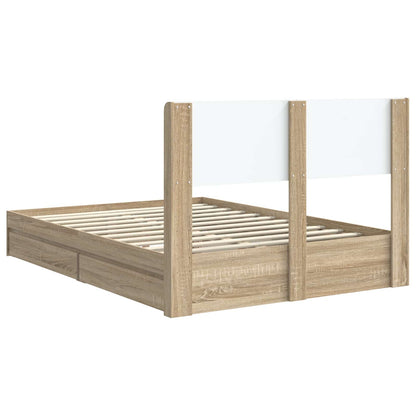vidaXL Bed Frame with Storage and Headboard Sonoma Oak 140 x 190 cm