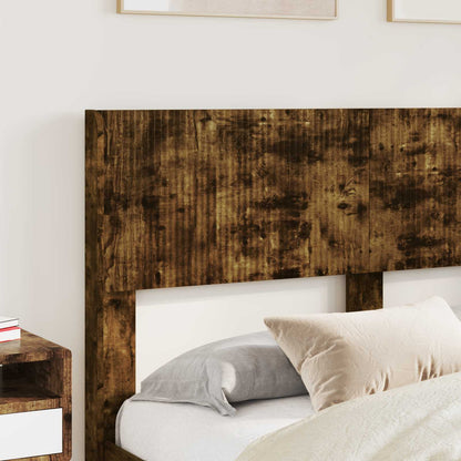 vidaXL Bed Frame with Storage and Headboard Smoked Oak 135 x 190 cm