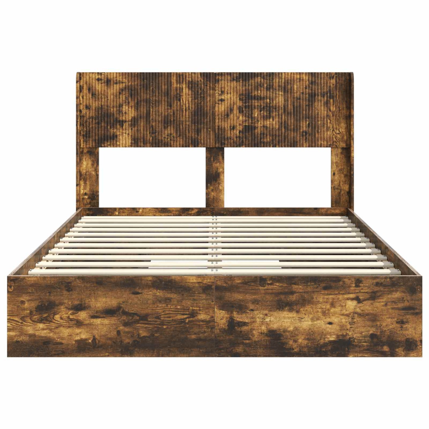 vidaXL Bed Frame with Storage and Headboard Smoked Oak 135 x 190 cm