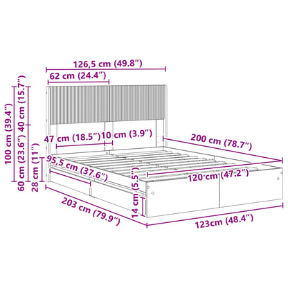 vidaXL Bed Frame with Storage and Headboard Sonoma Oak 120 x 200 cm