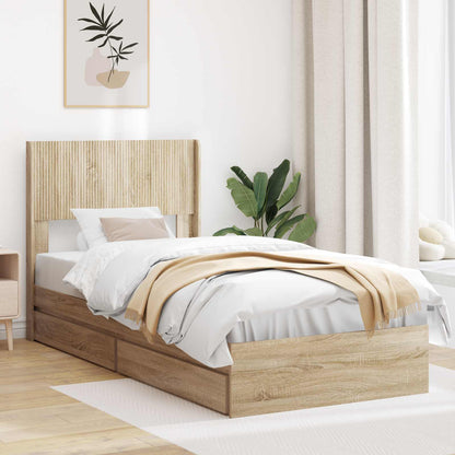 vidaXL Bed Frame with Storage and Headboard Sonoma Oak 100 x 200 cm