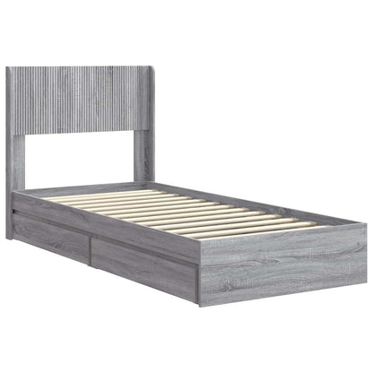 vidaXL Bed Frame with Storage and Headboard Grey Sonoma 100 x 200 cm