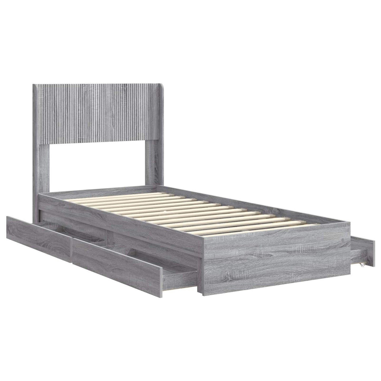 vidaXL Bed Frame with Storage and Headboard Grey Sonoma 100 x 200 cm