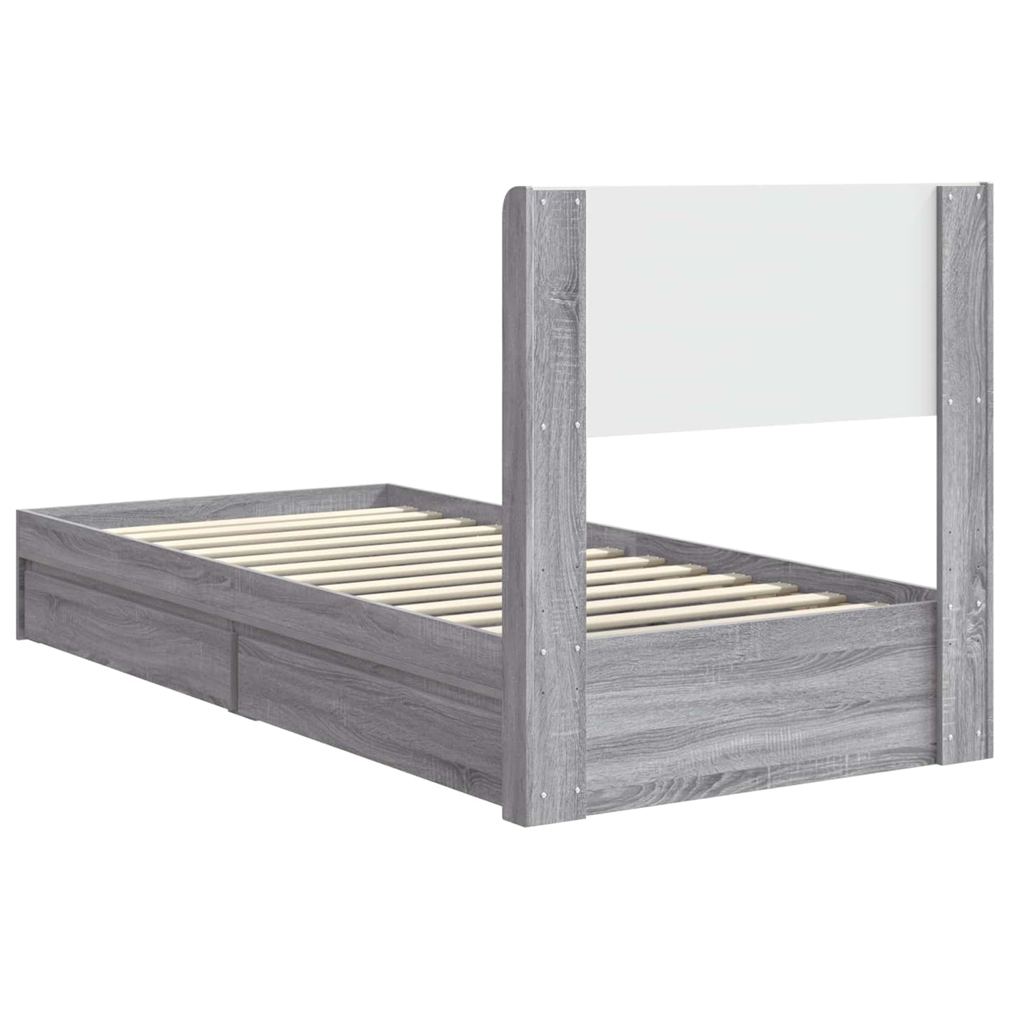 vidaXL Bed Frame with Storage and Headboard Grey Sonoma 100 x 200 cm