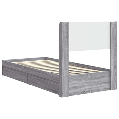 vidaXL Bed Frame with Storage and Headboard Grey Sonoma 100 x 200 cm