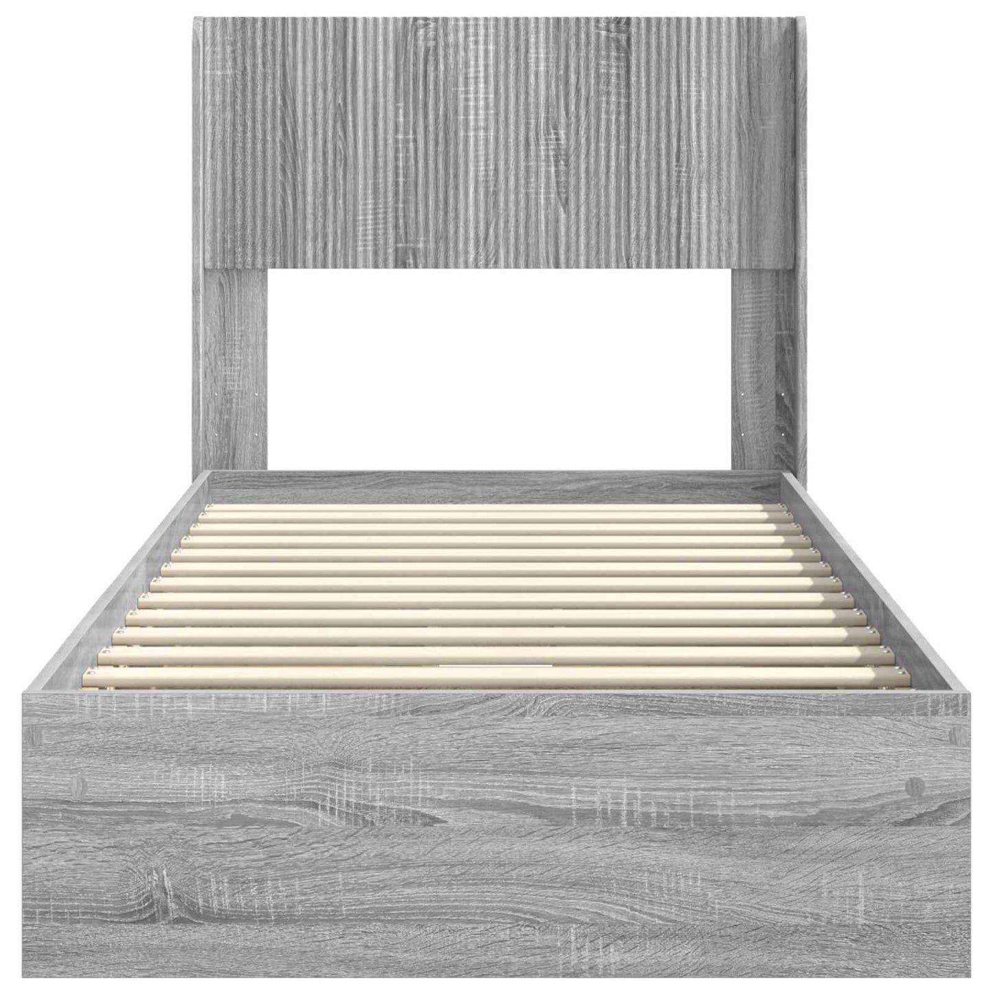 vidaXL Bed Frame with Storage and Headboard Grey Sonoma 100 x 200 cm