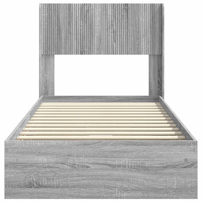 vidaXL Bed Frame with Storage and Headboard Grey Sonoma 100 x 200 cm
