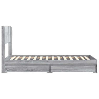 vidaXL Bed Frame with Storage and Headboard Grey Sonoma 100 x 200 cm