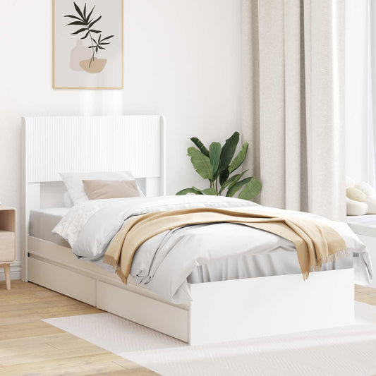 vidaXL Bed Frame with Storage and Headboard White 90 x 200 cm