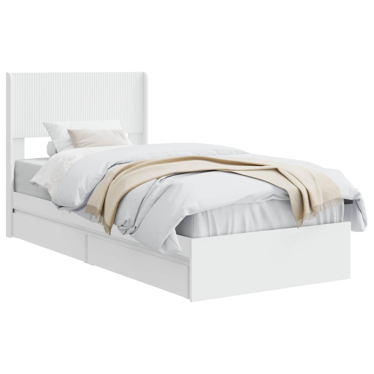vidaXL Bed Frame with Storage and Headboard White 90 x 200 cm