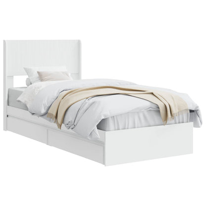 vidaXL Bed Frame with Storage and Headboard White 90 x 200 cm