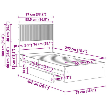 vidaXL Bed Frame with Storage and Headboard 3 pcs Engineered Wood