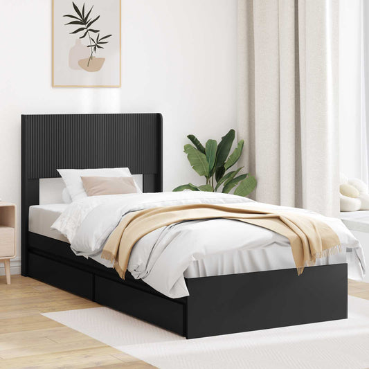 vidaXL Bed Frame with Storage and Headboard Black 90 x 190 cm