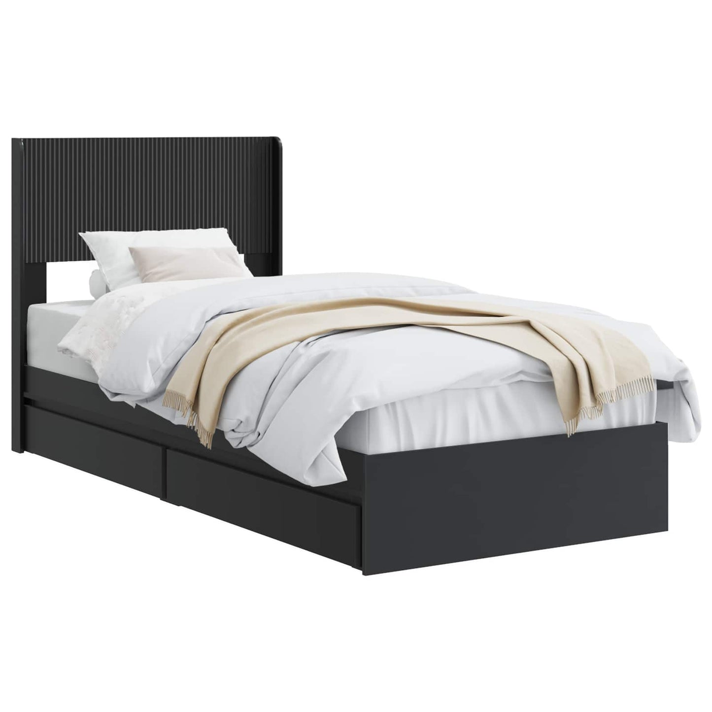 vidaXL Bed Frame with Storage and Headboard Black 90 x 190 cm
