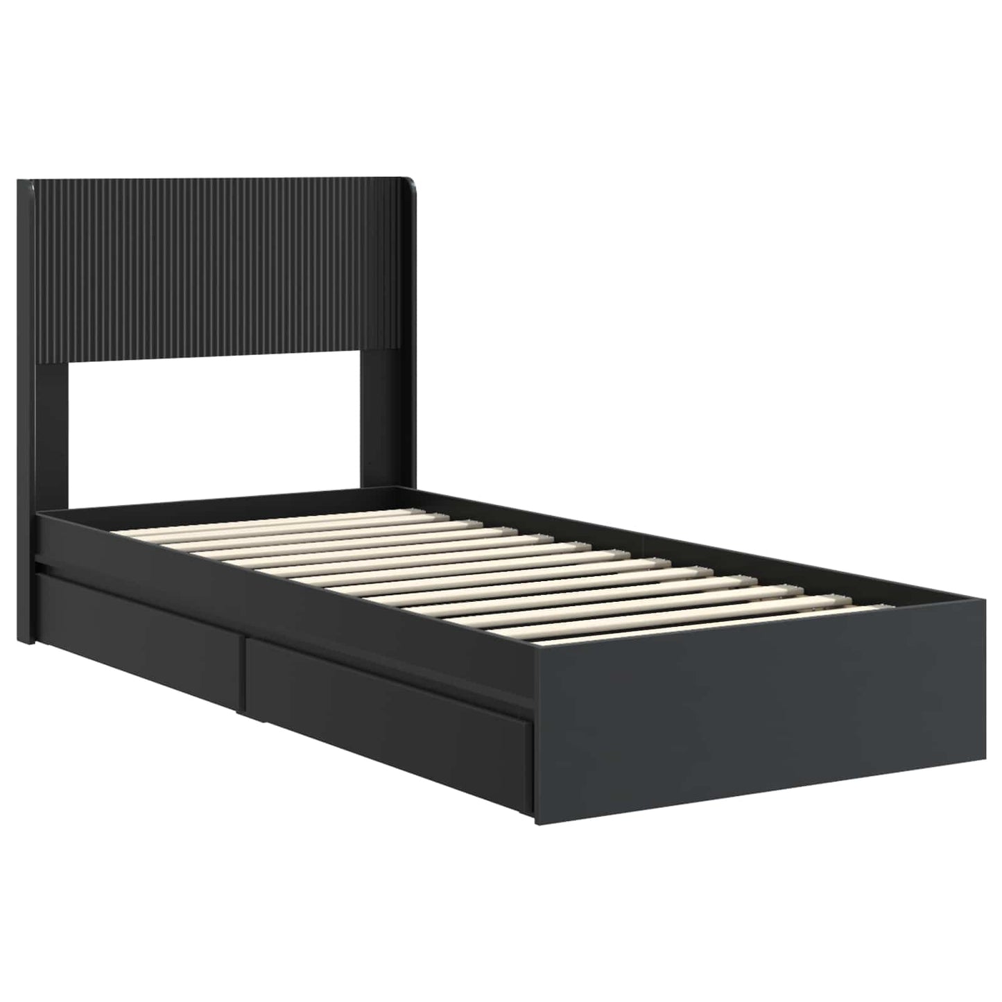 vidaXL Bed Frame with Storage and Headboard Black 90 x 190 cm