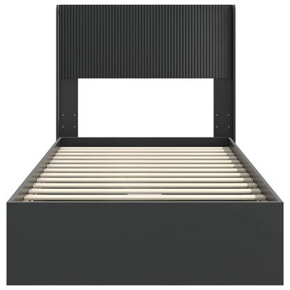 vidaXL Bed Frame with Storage and Headboard Black 90 x 190 cm