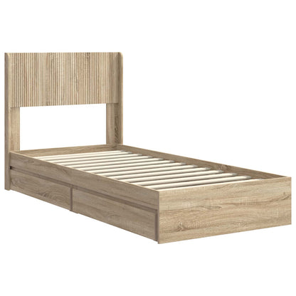 vidaXL Bed Frame with Storage and Headboard Sonoma Oak 90 x 190 cm