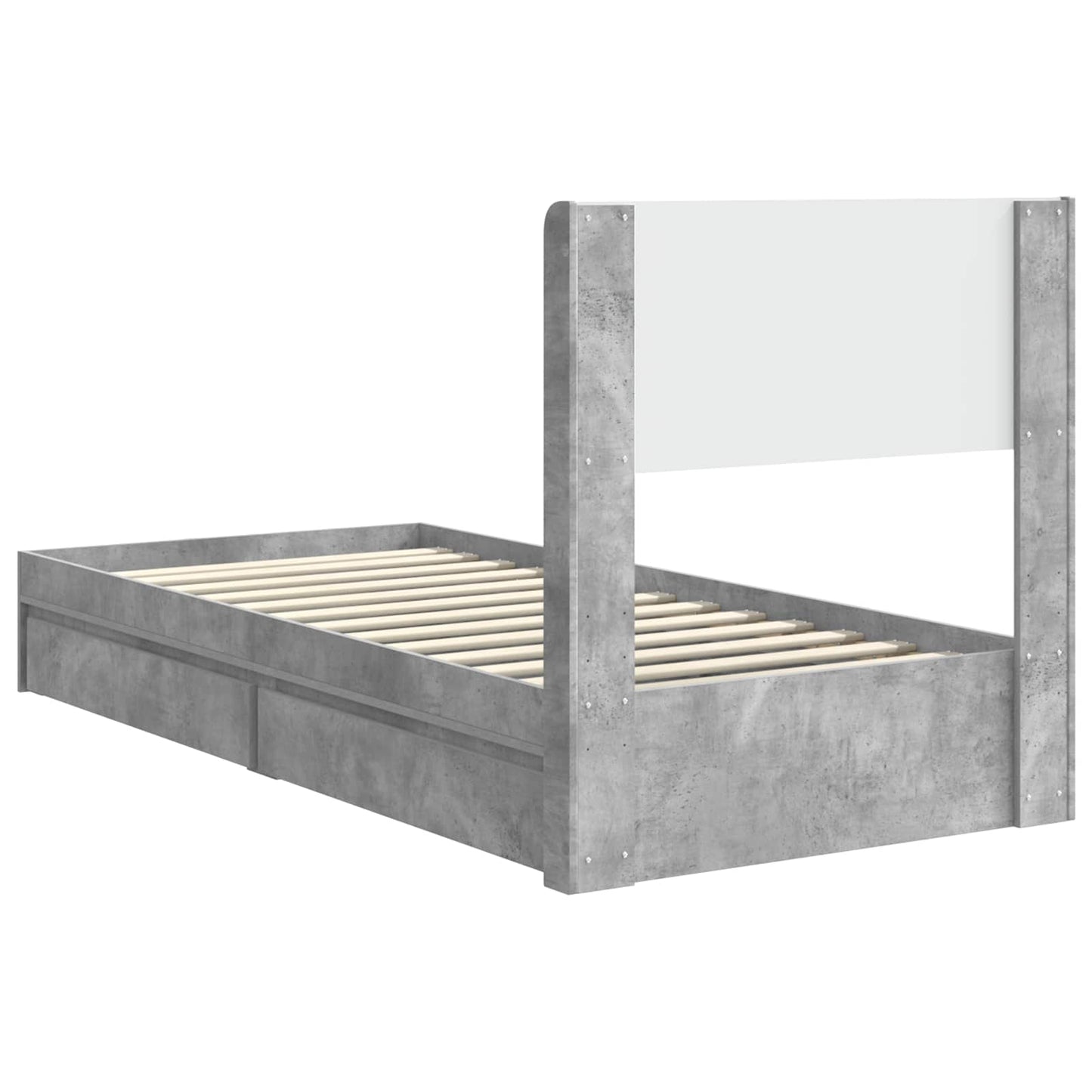 vidaXL Bed Frame with Storage and Headboard Concrete Grey 90 x 190 cm
