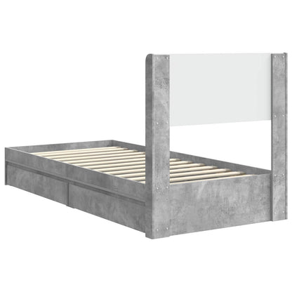 vidaXL Bed Frame with Storage and Headboard Concrete Grey 90 x 190 cm