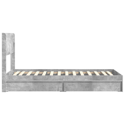 vidaXL Bed Frame with Storage and Headboard Concrete Grey 90 x 190 cm