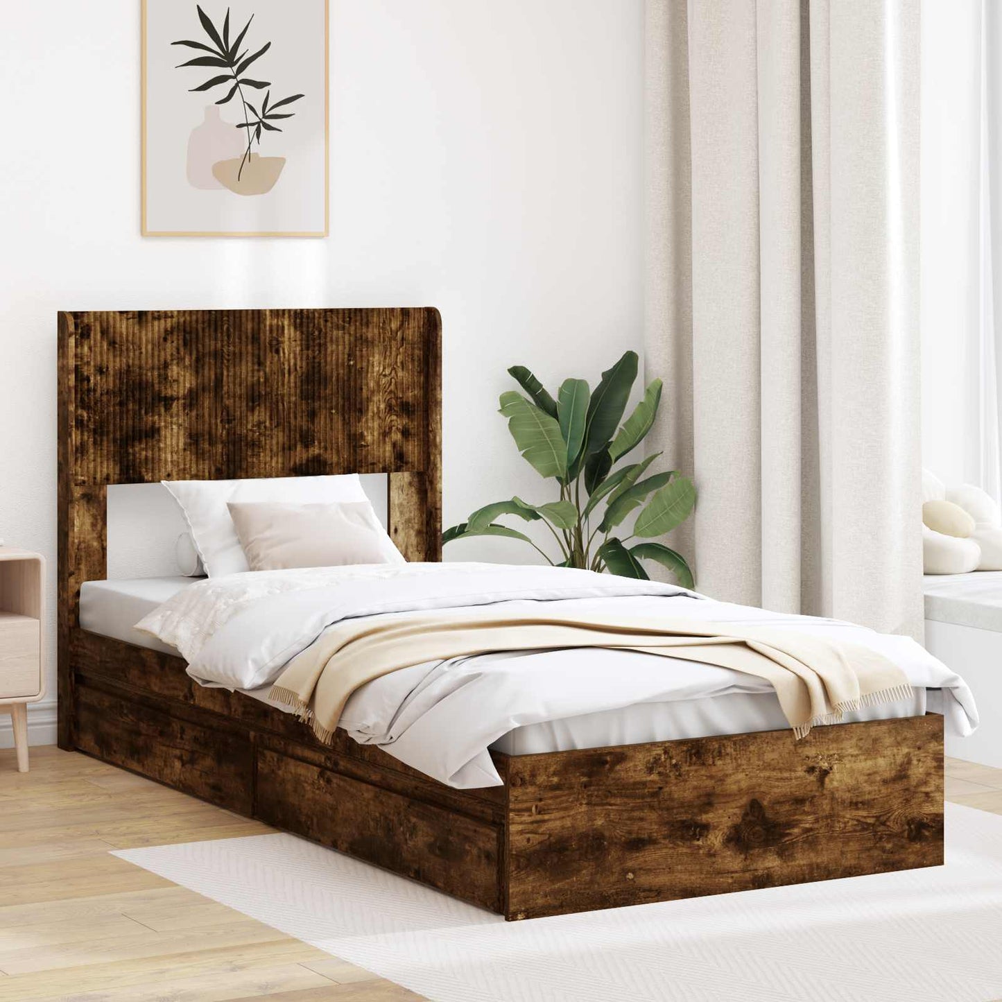 vidaXL Bed Frame with Storage and Headboard 3 pcs Engineered Wood