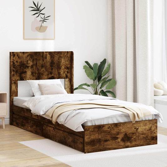 vidaXL Bed Frame with Storage and Headboard 2 pcs Engineered Wood