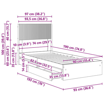 vidaXL Bed Frame with Storage and Headboard 3 pcs Engineered Wood