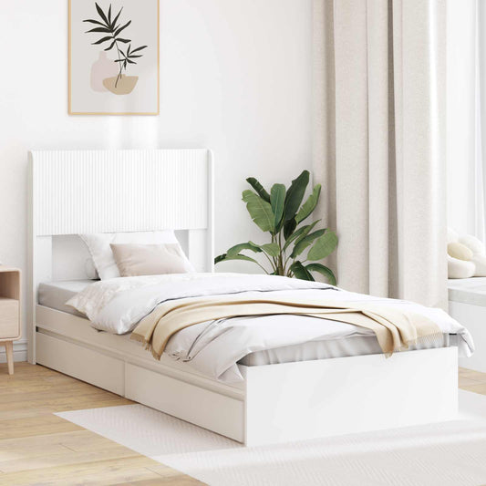vidaXL Bed Frame with Storage and Headboard White 75 x 190 cm