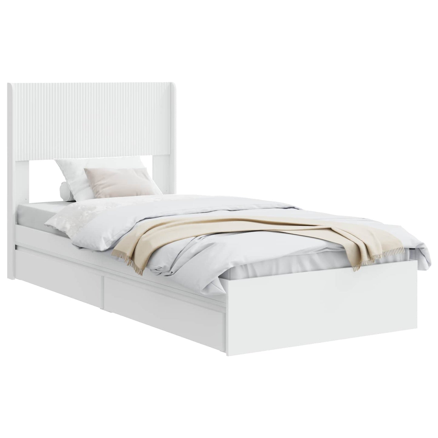 vidaXL Bed Frame with Storage and Headboard White 75 x 190 cm