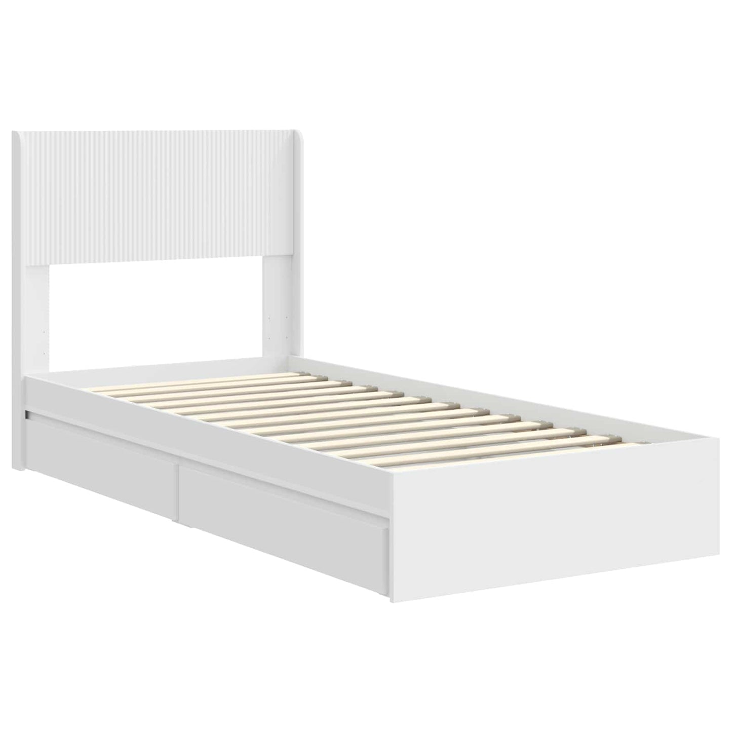 vidaXL Bed Frame with Storage and Headboard White 75 x 190 cm