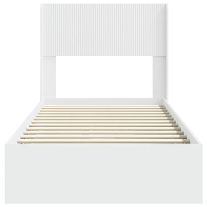 vidaXL Bed Frame with Storage and Headboard White 75 x 190 cm