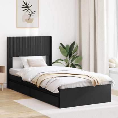 vidaXL Bed Frame with Storage and Headboard Black 75 x 190 cm