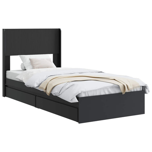 vidaXL Bed Frame with Storage and Headboard Black 75 x 190 cm