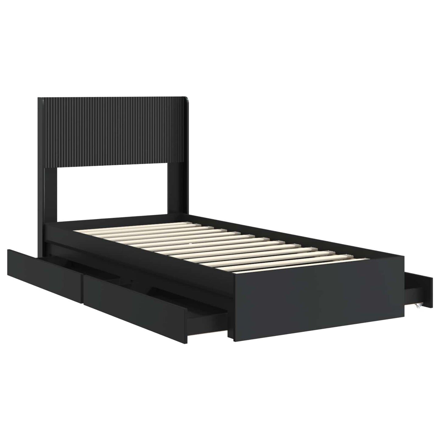 vidaXL Bed Frame with Storage and Headboard Black 75 x 190 cm