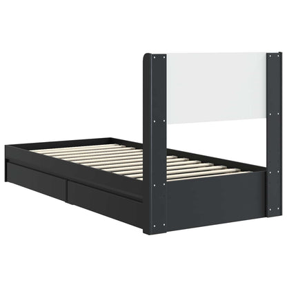 vidaXL Bed Frame with Storage and Headboard Black 75 x 190 cm