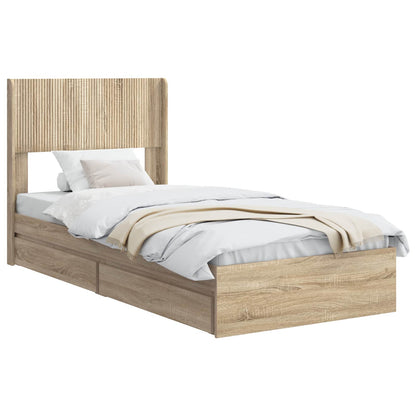 vidaXL Bed Frame with Storage and Headboard Sonoma Oak 75 x 190 cm
