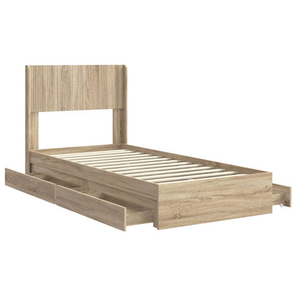 vidaXL Bed Frame with Storage and Headboard Sonoma Oak 75 x 190 cm
