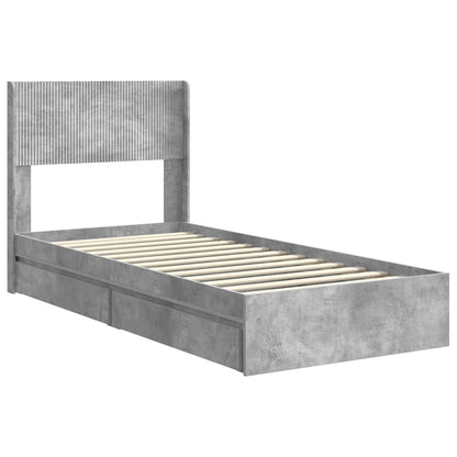 vidaXL Bed Frame with Storage and Headboard Concrete Grey 75 x 190 cm
