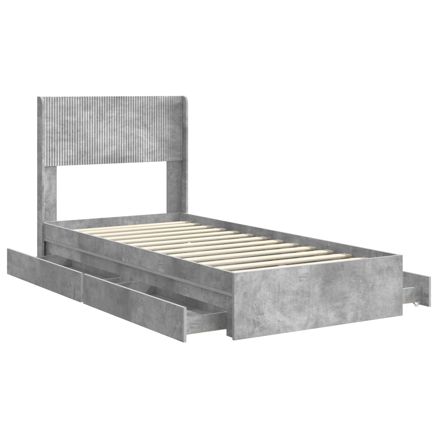 vidaXL Bed Frame with Storage and Headboard Concrete Grey 75 x 190 cm